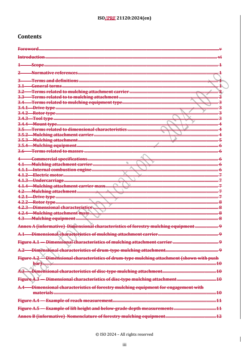 REDLINE ISO 21120 - Machinery for forestry — Forestry mulching equipment — Terms, definitions and commercial specifications
Released:11/15/2024