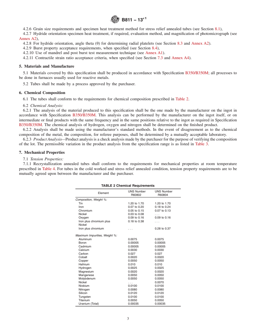 REDLINE ASTM B811-13e1 - Standard Specification for Wrought Zirconium Alloy Seamless Tubes for Nuclear Reactor  Fuel Cladding