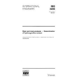 ISO 3496:1994 - Meat and meat products — Determination of hydroxyproline content
Released:8/25/1994 - Page 1 preview