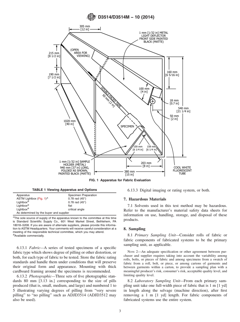 ASTM D3514/D3514M-10(2014) - Standard Test Method for  Pilling Resistance and Other Related Surface Changes of Textile  Fabrics: Elastomeric Pad