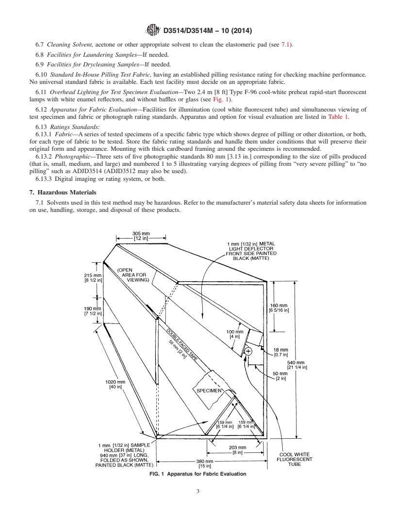 REDLINE ASTM D3514/D3514M-10(2014) - Standard Test Method for  Pilling Resistance and Other Related Surface Changes of Textile  Fabrics: Elastomeric Pad