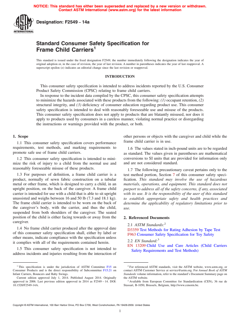 ASTM F2549-14a - Standard Consumer Safety Specification for Frame Child ...