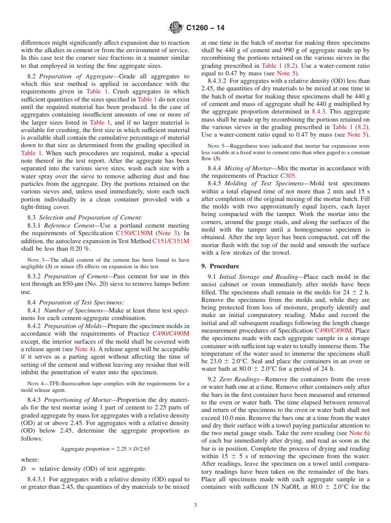 ASTM C1260-14 - Standard Test Method for  Potential Alkali Reactivity of Aggregates &#40;Mortar-Bar Method&#41;