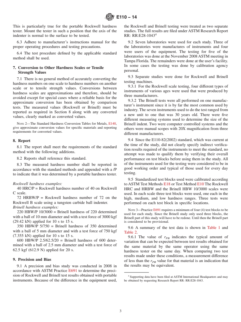 ASTM E110-14 - Standard Test Method for  Rockwell and Brinell Hardness of Metallic Materials by Portable  Hardness Testers