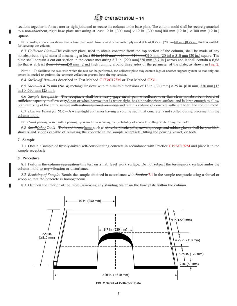 REDLINE ASTM C1610/C1610M-14 - Standard Test Method for  Static Segregation of Self-Consolidating Concrete Using Column  Technique