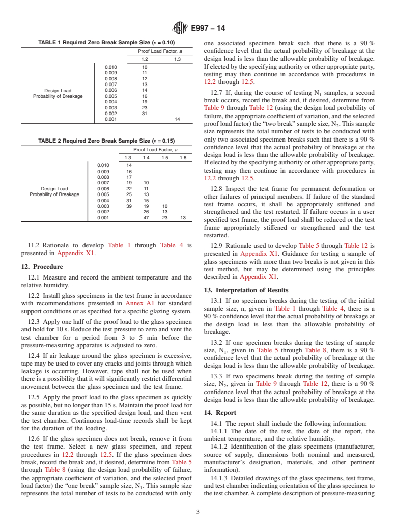 ASTM E997-14 - Standard Test Method for  Evaluating Glass Breakage Probability Under the Influence of  Uniform Static Loads by Proof Load Testing