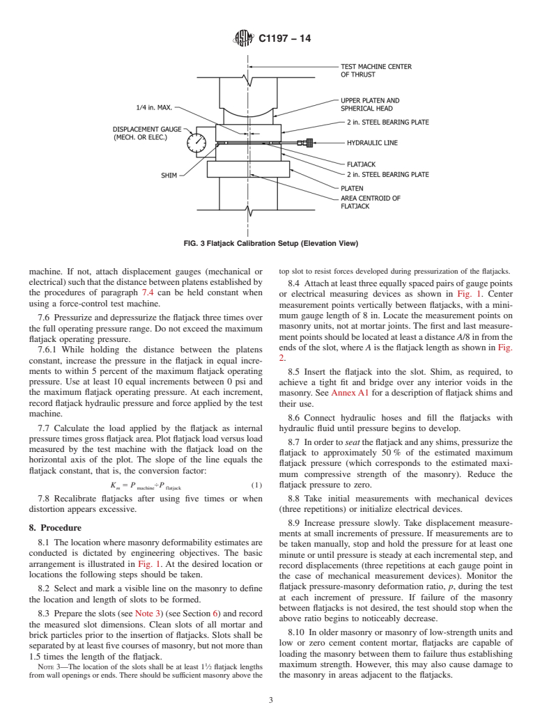 ASTM C1197-14 - Standard Test Method for  In Situ Measurement of Masonry Deformability Properties Using  the Flatjack Method