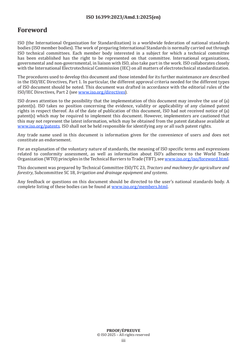 ISO 16399:2023/Amd 1 ISO 16399:2023/PRF Amd 1 - Agricultural irrigation equipment — Meters for irrigation water — Amendment 1: titre manque
Released:8. 01. 2025