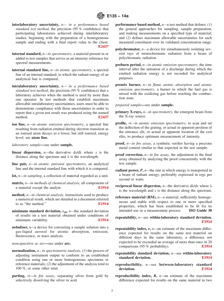 ASTM E135-14a - Standard Terminology Relating to  Analytical Chemistry for Metals, Ores, and Related Materials