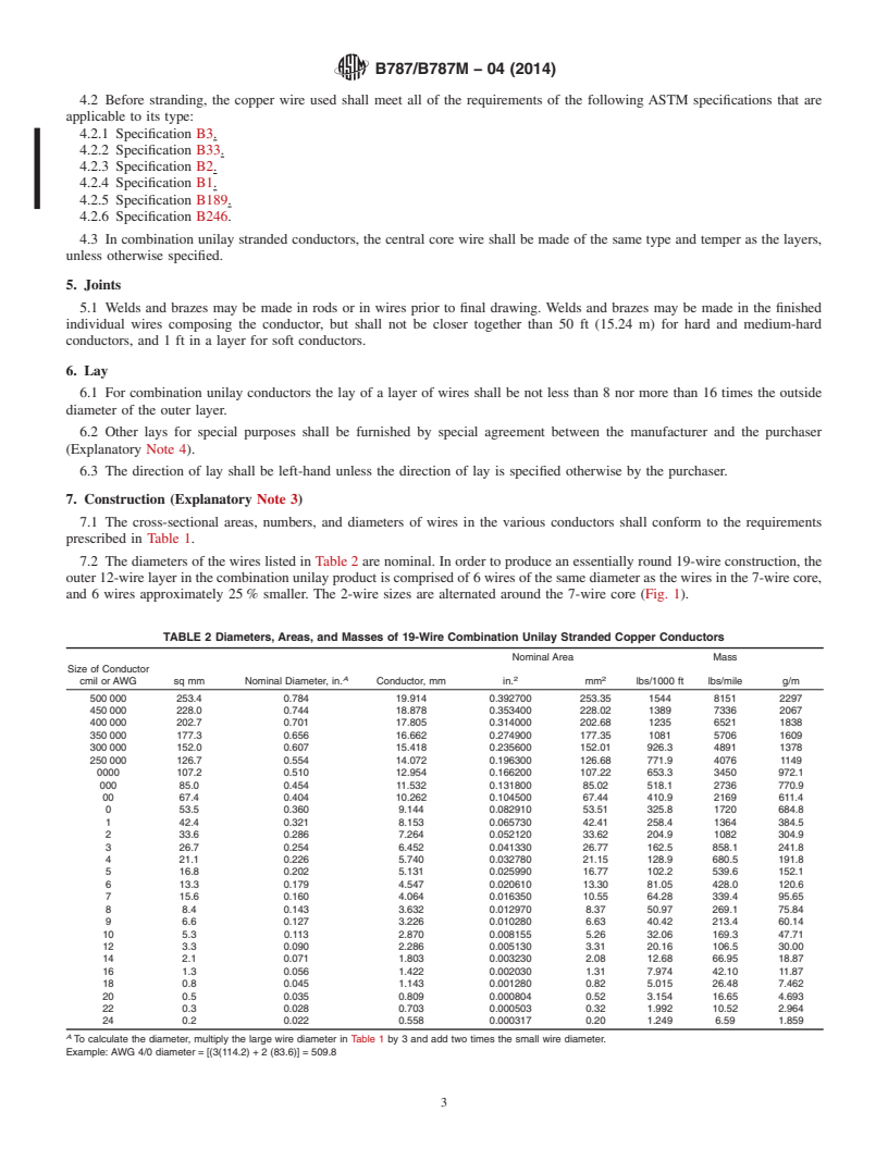 REDLINE ASTM B787/B787M-04(2014) - Standard Specification for 19 Wire Combination Unilay-Stranded Copper Conductors for Subsequent   Insulation