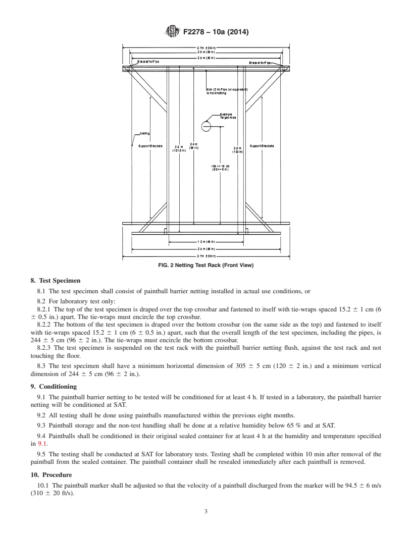 REDLINE ASTM F2278-10a(2014) - Standard Test Method for  Evaluating Paintball Barrier Netting