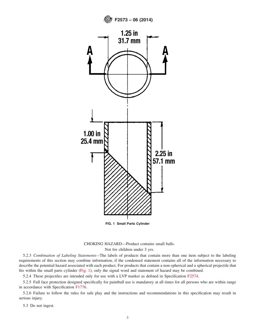 REDLINE ASTM F2573-06(2014) - Standard Specification for  Low Velocity Resilient Material Projectile