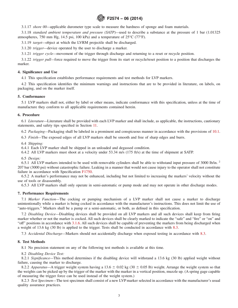 REDLINE ASTM F2574-06(2014) - Standard Specification for  Low Velocity Projectile Marker