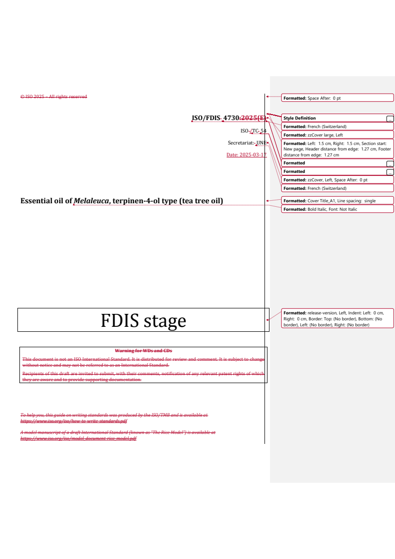 REDLINE ISO/FDIS 4730 - Essential oil of Melaleuca, terpinen-4-ol type (tea tree oil)
Released:17. 03. 2025