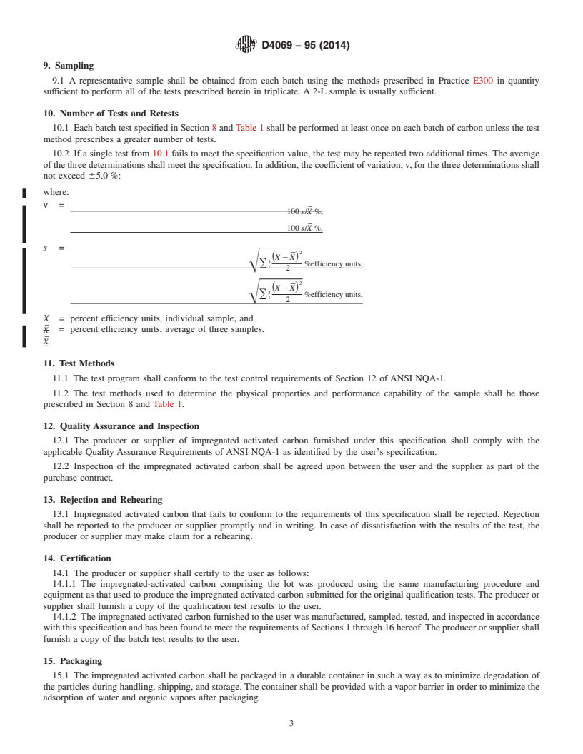 REDLINE ASTM D4069-95(2014) - Standard Specification for  Impregnated Activated Carbon Used to Remove Gaseous Radio-Iodines   from Gas Streams