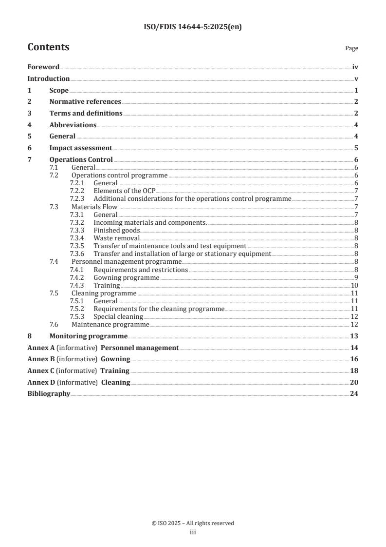 ISO/FDIS 14644-5 - Cleanrooms and associated controlled environments — Part 5: Operations
Released:13. 02. 2025