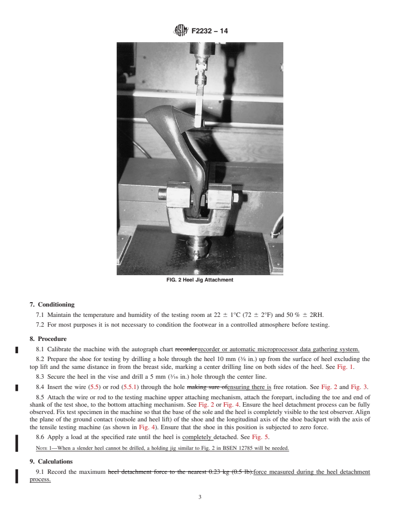 REDLINE ASTM F2232-14 - Standard Test Method for  Determining the Longitudinal Load Required to Detach High Heels  from Footwear