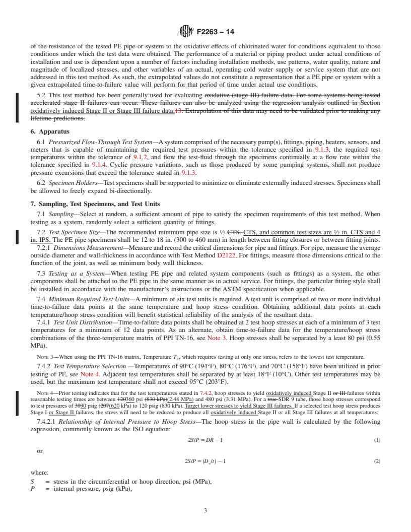 REDLINE ASTM F2263-14 - Standard Test Method for  Evaluating the Oxidative Resistance of Polyethylene &#40;PE&#41; Pipe   to Chlorinated Water