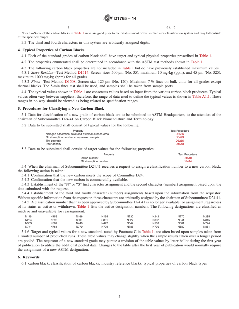 REDLINE ASTM D1765-14 - Standard Classification System for Carbon Blacks Used in Rubber Products