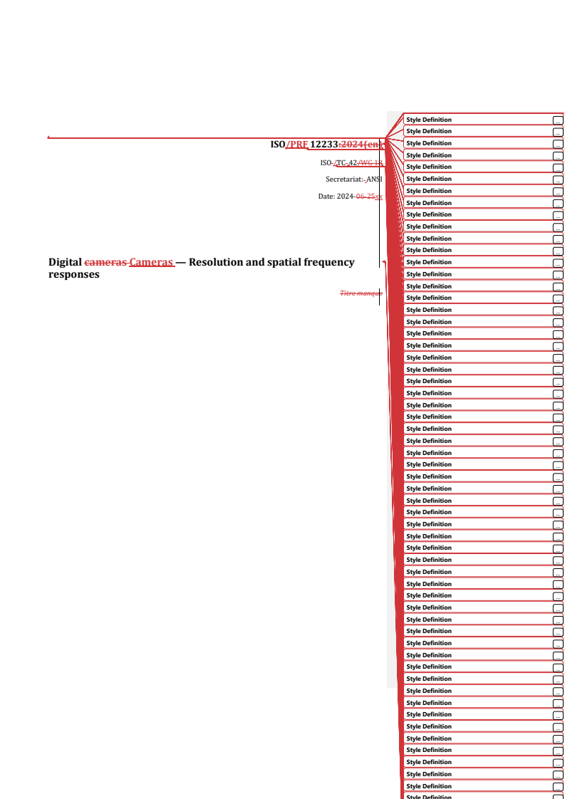 REDLINE ISO/PRF 12233 - Digital Cameras — Resolution and spatial frequency responses
Released:24. 07. 2024