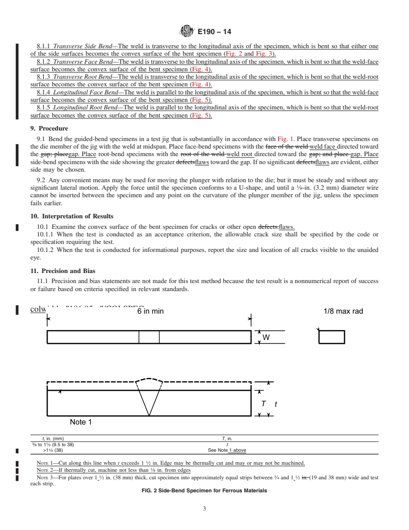 REDLINE ASTM E190-14 - Standard Test Method for  Guided Bend Test for Ductility of Welds