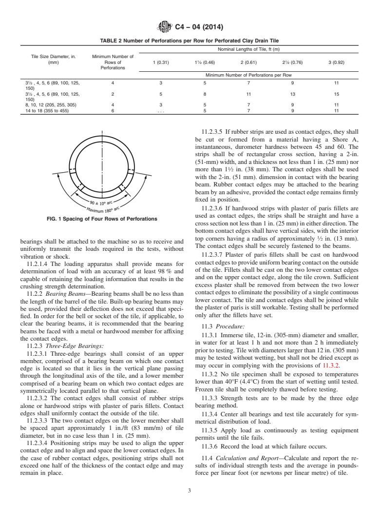 ASTM C4-04(2014) - Standard Specification for  Clay Drain Tile and Perforated Clay Drain Tile