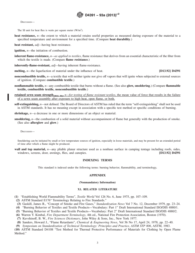 REDLINE ASTM D4391-93a(2013)e2 - Standard Terminology Relating to  The Burning Behavior of Textiles