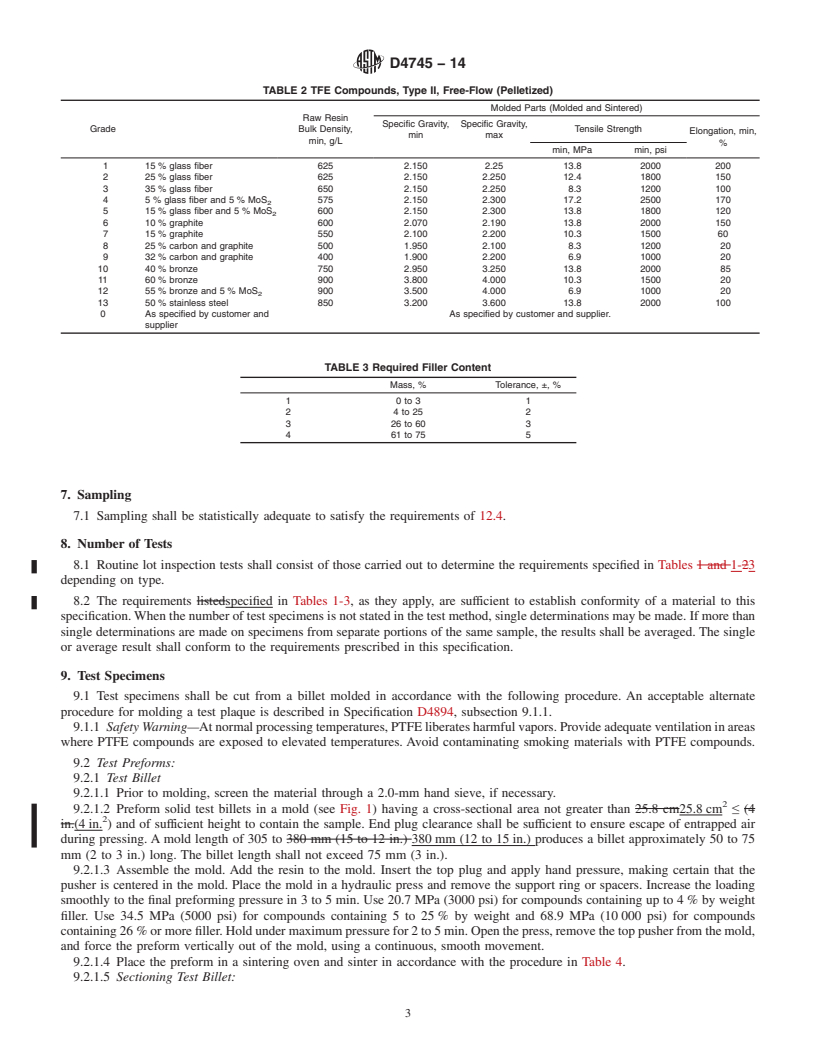 REDLINE ASTM D4745-14 - Standard Classification System and Basis for Specification&#13; for Filled Polytetrafluoroethlyene &#40;PTFE&#41; Molding and Extrusion  Materials Using ASTM Methods