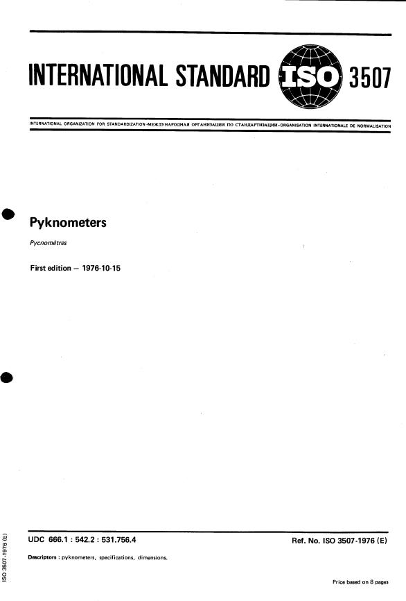 ISO 3507:1976 - Pyknometers