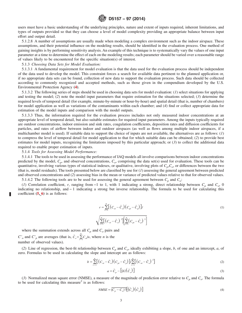 REDLINE ASTM D5157-97(2014) - Standard Guide for  Statistical Evaluation of Indoor Air Quality Models