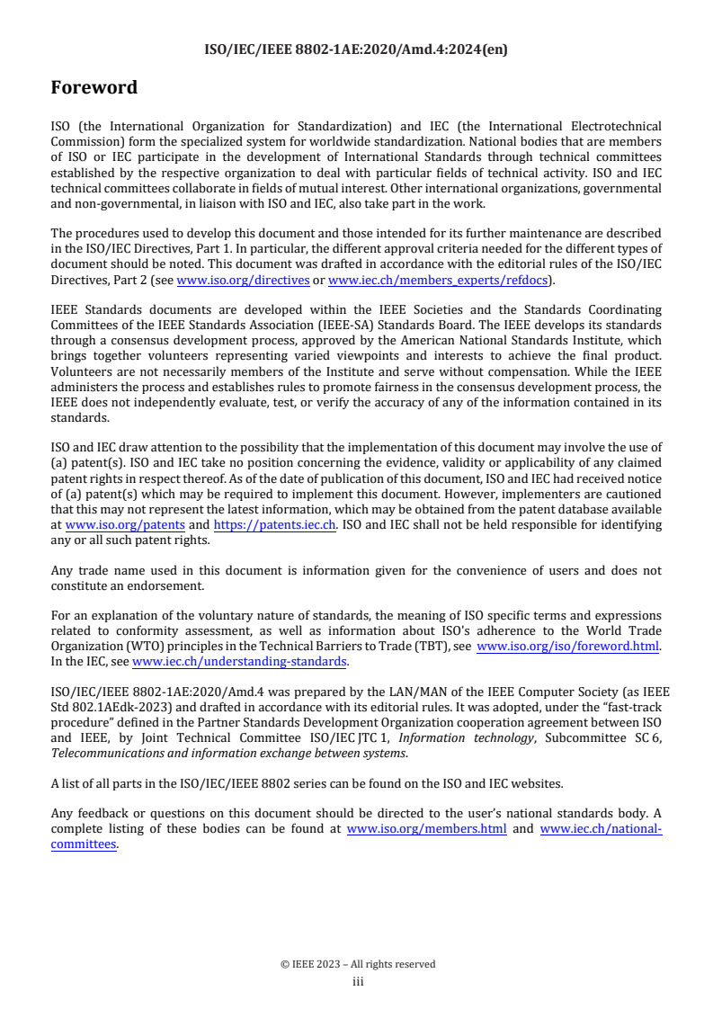 ISO/IEC/IEEE 8802-1AE:2020/Amd 4:2024 - Telecommunications and exchange between information technology systems — Requirements for local and metropolitan area networks — Part 1AE: Media access control (MAC) security — Amendment 4: MAC Privacy Protection
Released:11/7/2024