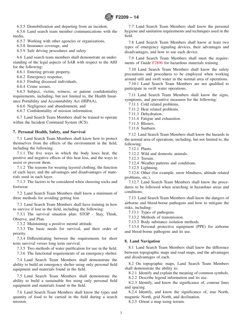 ASTM F2209-14 - Standard Guide for  Training of Land Search Team Member