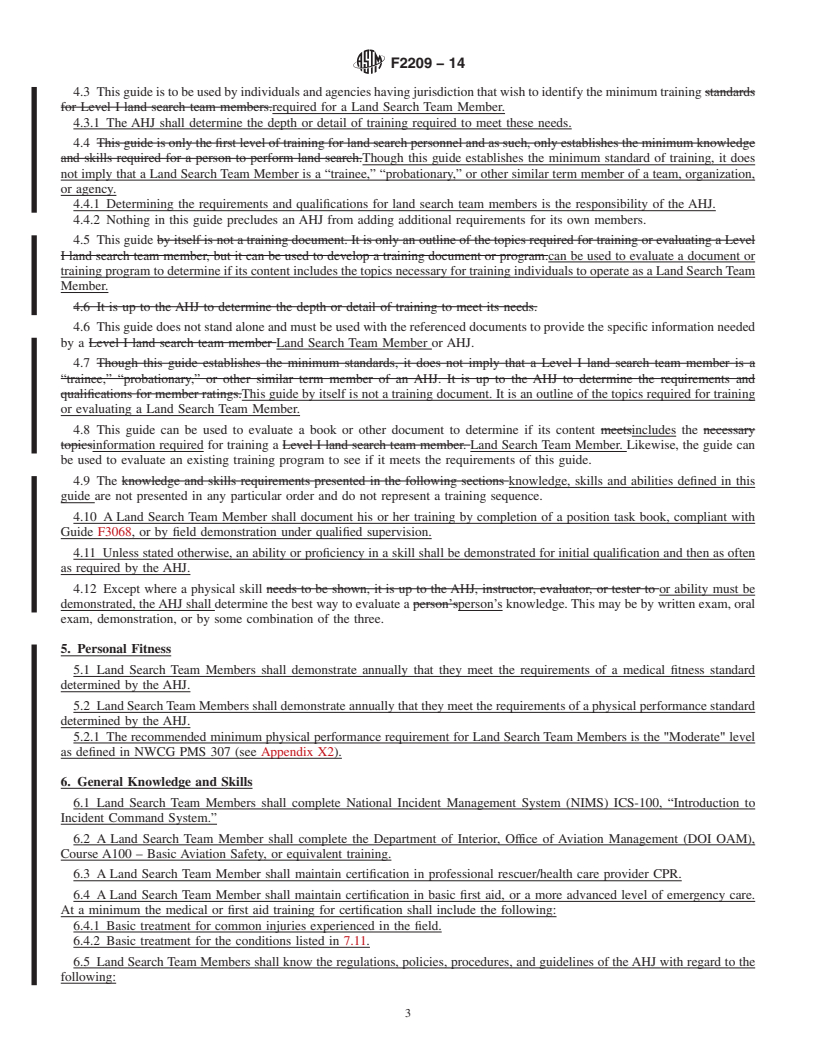 REDLINE ASTM F2209-14 - Standard Guide for  Training of Land Search Team Member