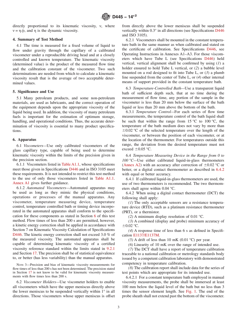 ASTM D445-14e2 - Standard Test Method for  Kinematic Viscosity of Transparent and Opaque Liquids &#40;and  Calculation of Dynamic Viscosity&#41;