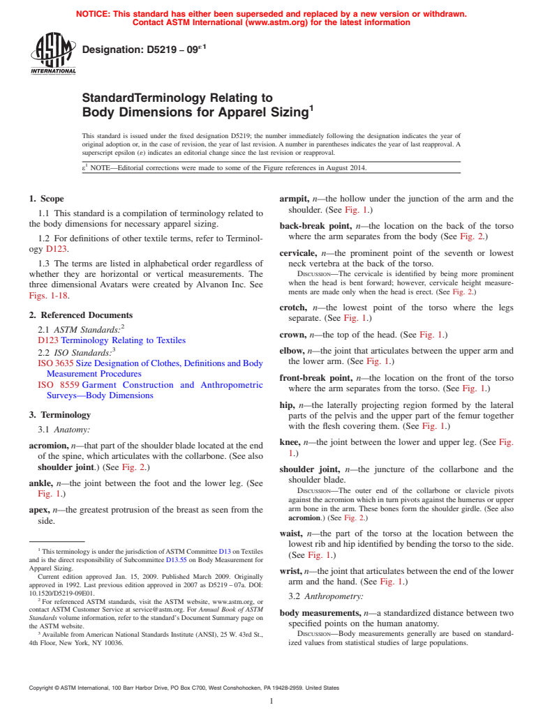 ASTM D5219-09e1 - Standard Terminology Relating to  Body Dimensions for Apparel Sizing