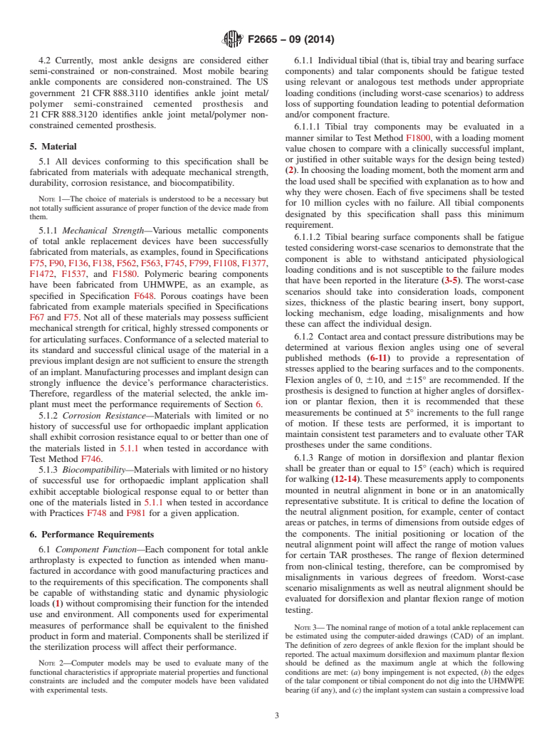 ASTM F2665-09(2014) - Standard Specification for  Total Ankle Replacement Prosthesis