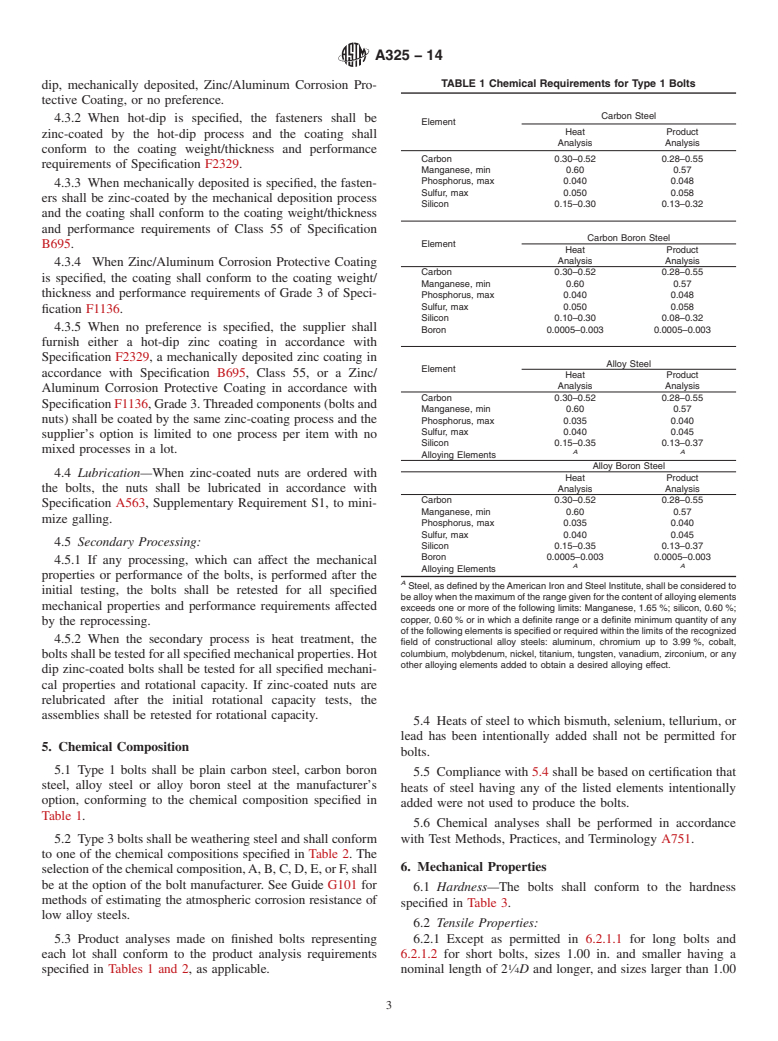 ASTM A325-14 - Standard Specification for Structural Bolts, Steel, Heat Treated, 120/105 ksi Minimum Tensile Strength (Withdrawn 2016)