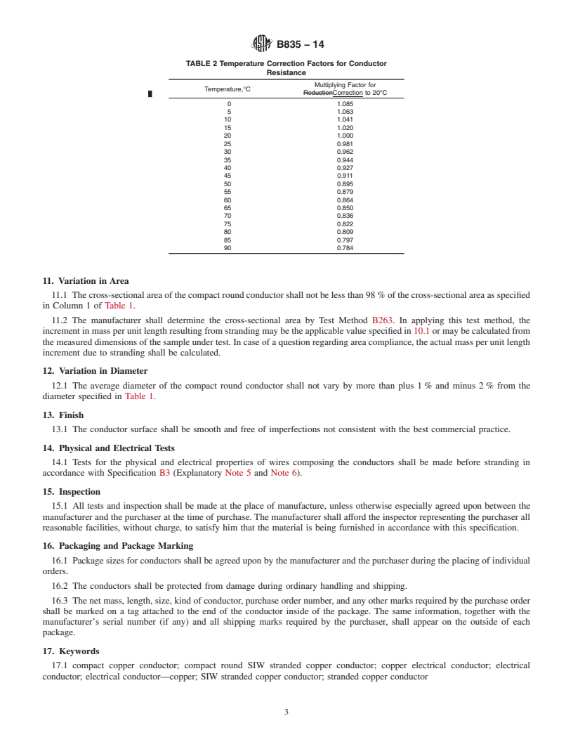 REDLINE ASTM B835-14 - Standard Specification for Compact Round Stranded Copper Conductors Using Single Input   Wire Construction