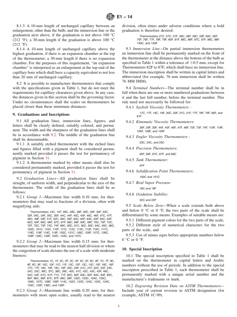 ASTM E1-14 - Standard Specification for  ASTM&ensp;Liquid-in-Glass Thermometers