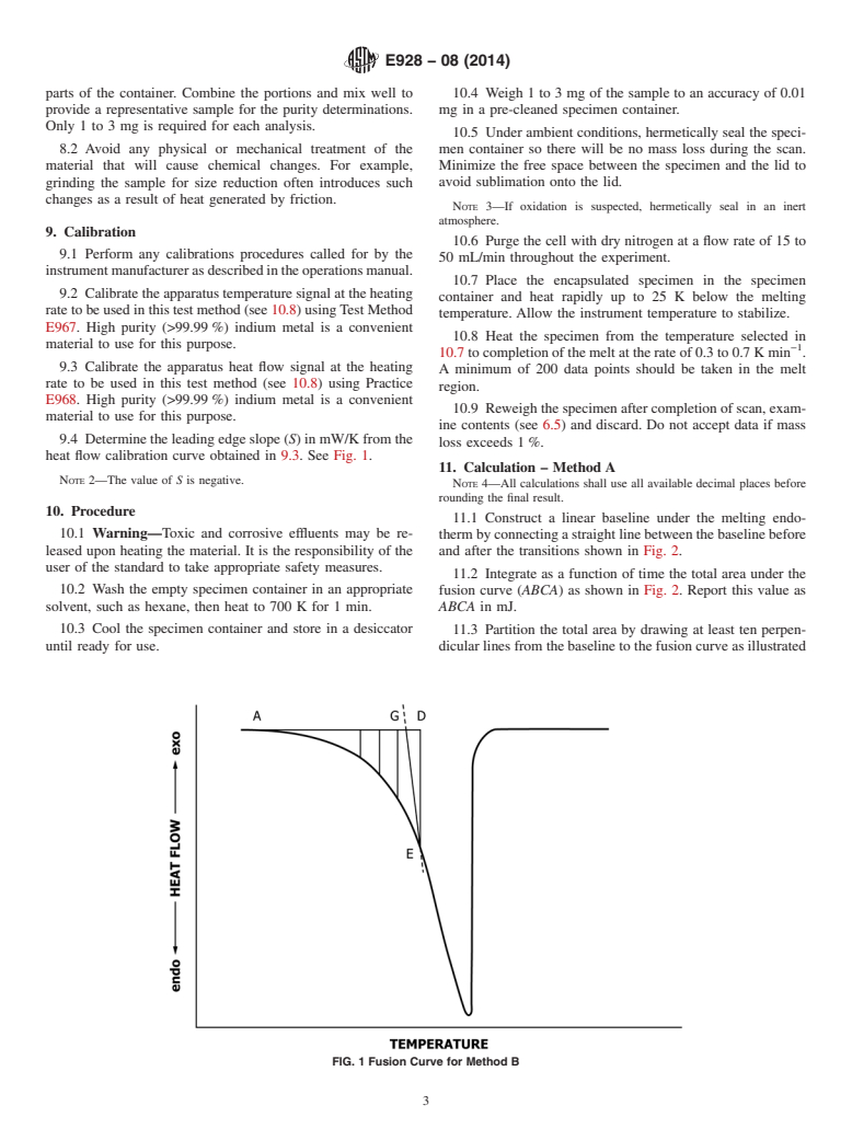 ASTM E928-08(2014) - Standard Test Method for  Purity by Differential Scanning Calorimetry