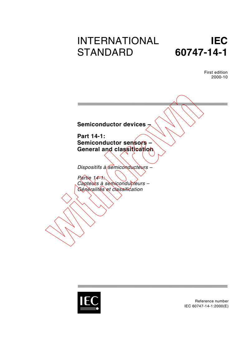 IEC 60747-14-1:2000 - Semiconductor devices - Part 14-1: Semiconductor sensors - General and classification
Released:10/27/2000
Isbn:2831854660