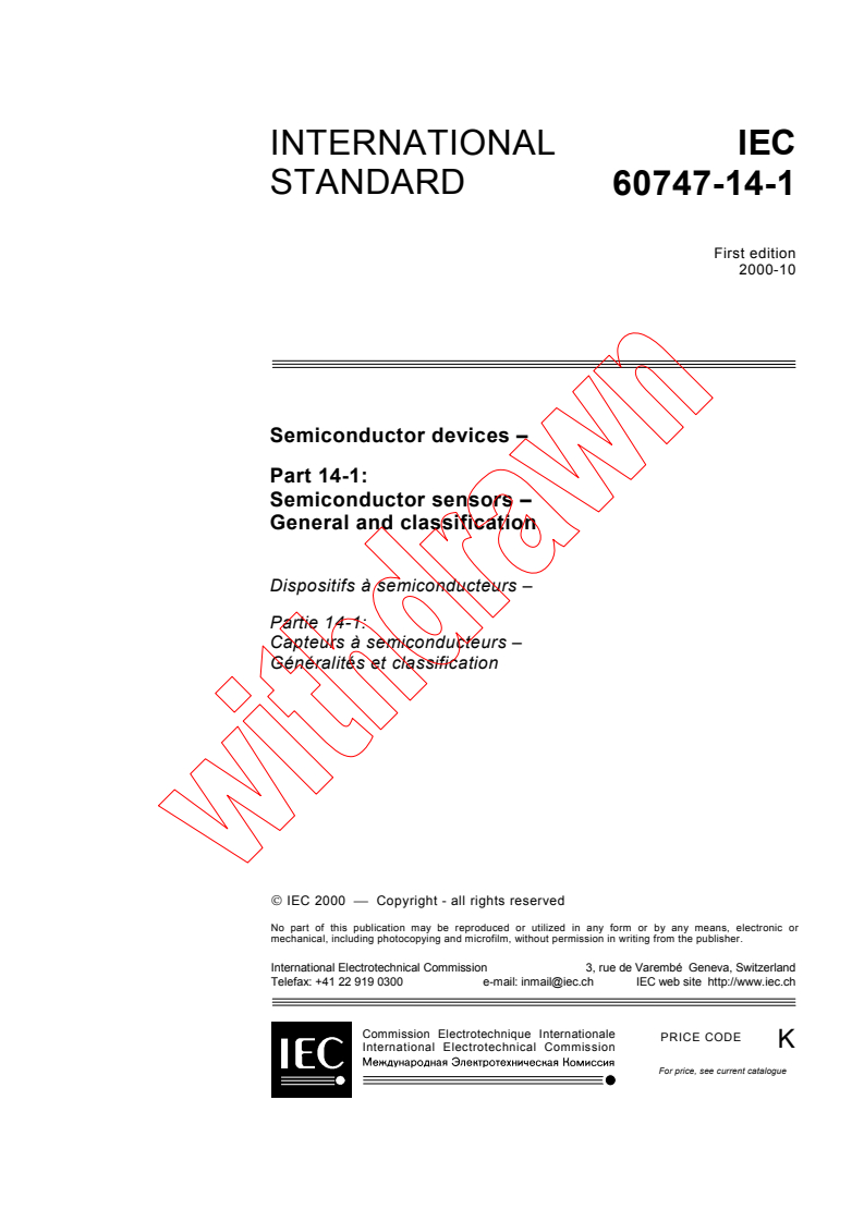 IEC 60747-14-1:2000 - Semiconductor devices - Part 14-1: Semiconductor sensors - General and classification
Released:10/27/2000
Isbn:2831854660