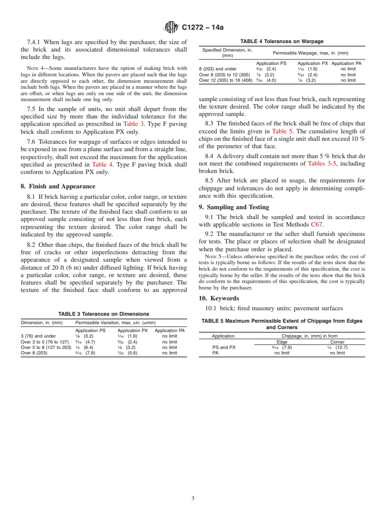 ASTM C1272-14a - Standard Specification for  Heavy Vehicular Paving Brick