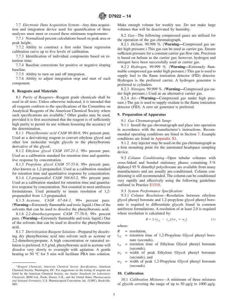 ASTM D7922-14 - Standard Test Method for Determination of  Glycol for In-Service Engine Oils by Gas  Chromatography