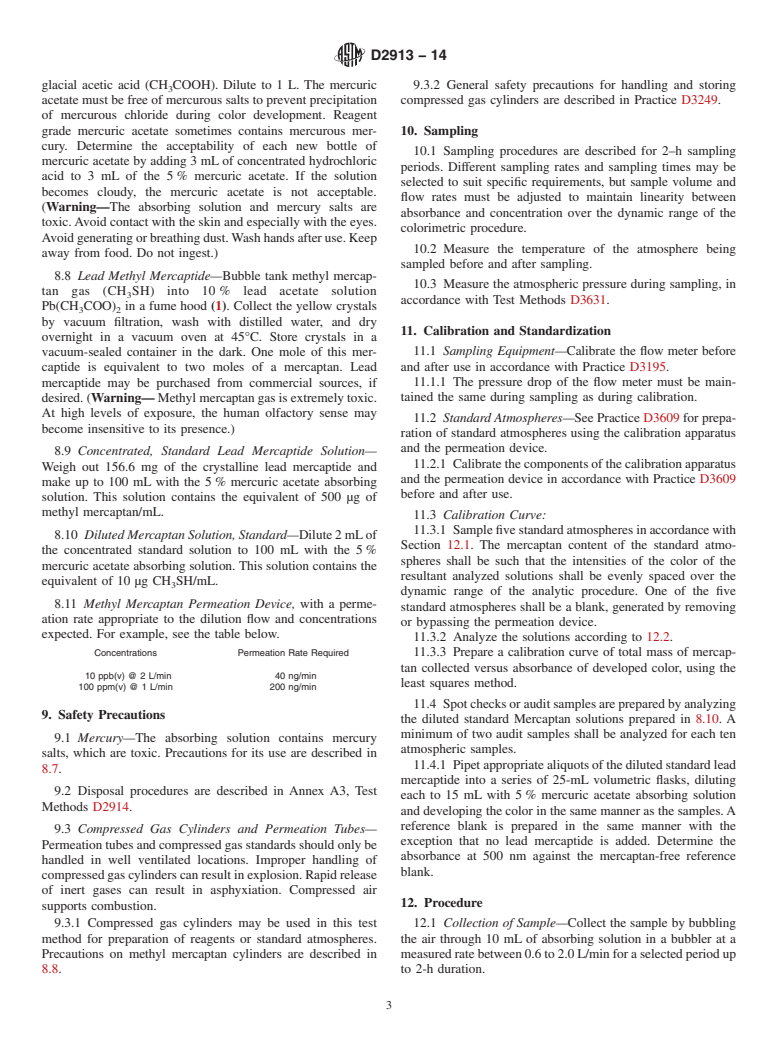 ASTM D2913-14 - Standard Test Method for  Mercaptan Content of the Atmosphere