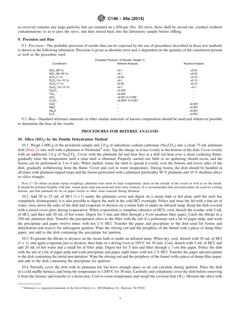 REDLINE ASTM C146-94a(2014) - Standard Test Methods for  Chemical Analysis of Glass Sand