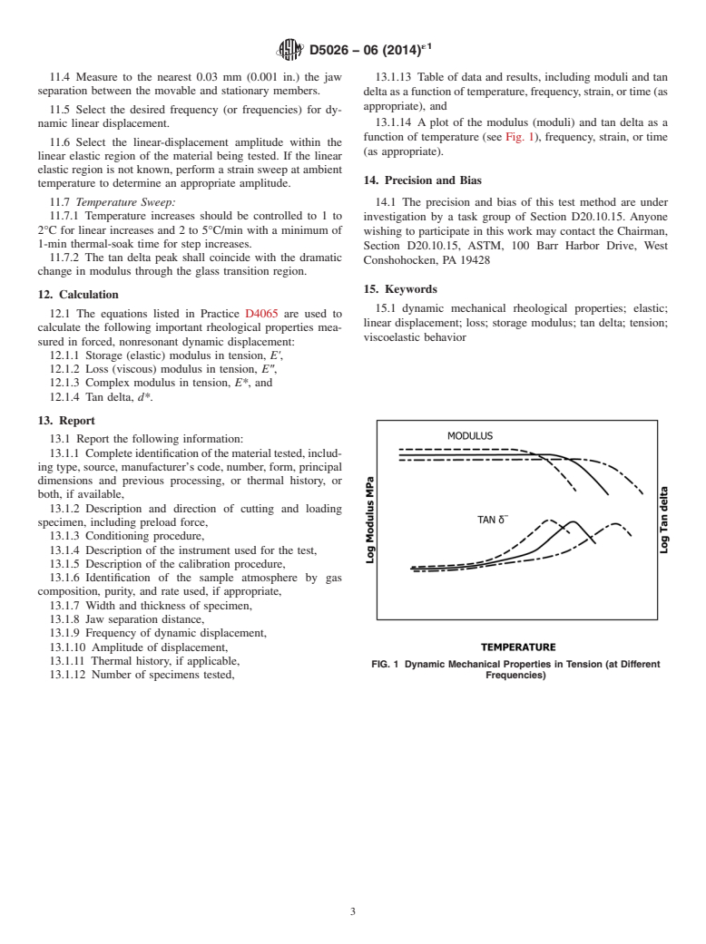 ASTM D5026-06(2014)e1 - Standard Test Method for  Plastics: Dynamic Mechanical Properties: In Tension