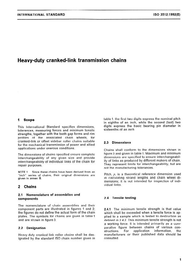 ISO 3512:1992 - Heavy-duty cranked-link transmission chains