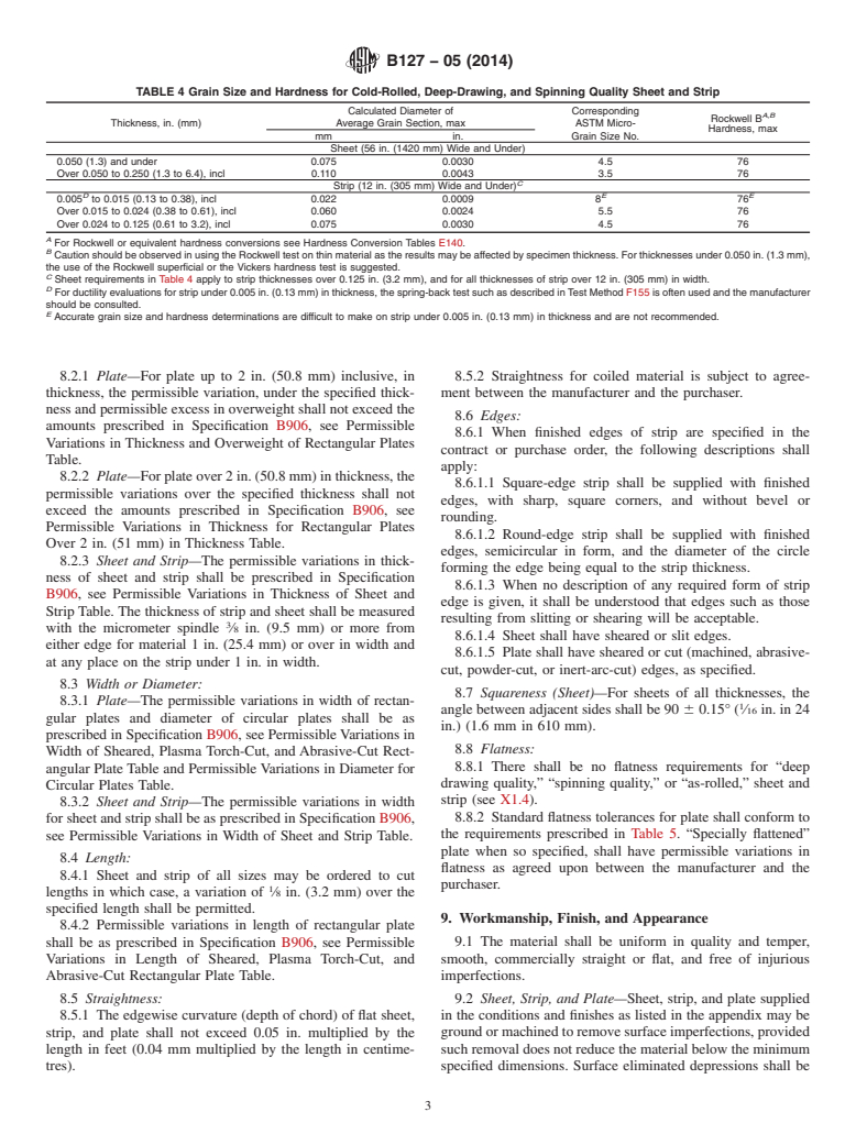 ASTM B127-05(2014) - Standard Specification for Nickel-Copper Alloy &#40;UNS N04400&#41; Plate, Sheet, and Strip