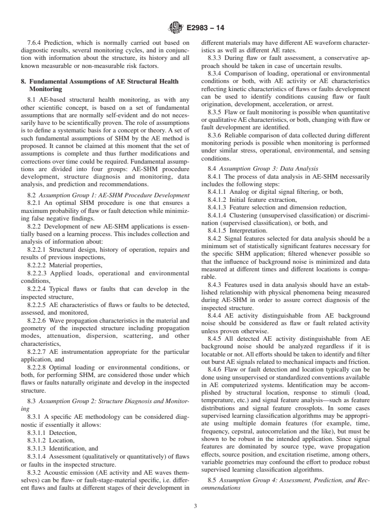 ASTM E2983-14 - Standard Guide for  Application of Acoustic Emission for Structural Health Monitoring